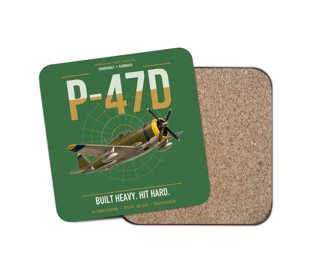 P-47D Thunderbolt Razorback design on green 1 piece coaster