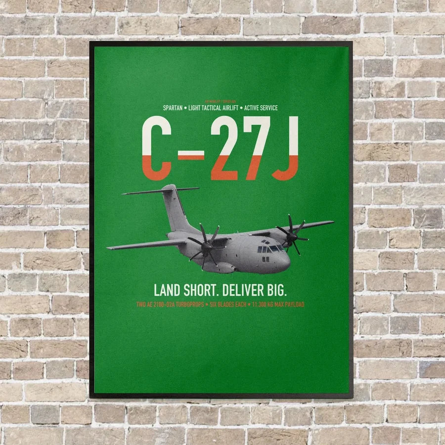 C-27J Spartan vertical canvas print - framed - green background