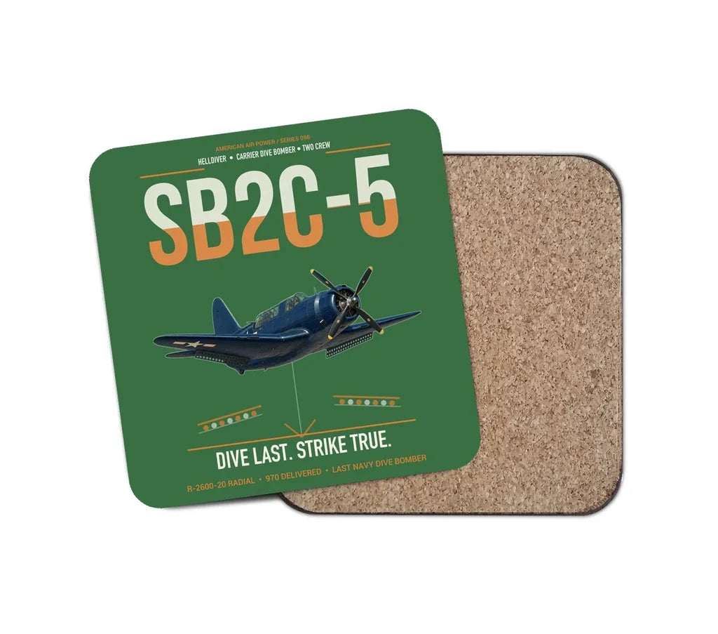 SB2C-5 Helldiver design on green 1 piece coaster