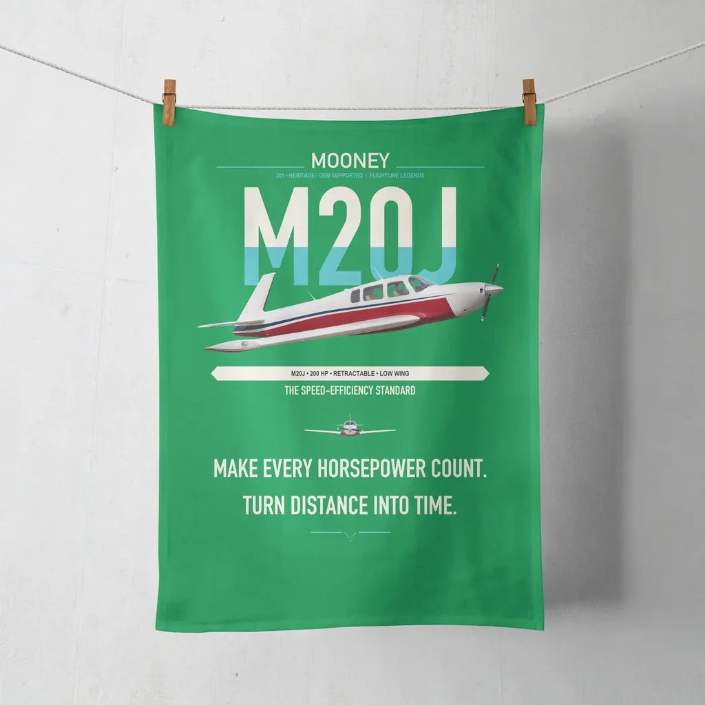 Mooney M20J 201 design on green towel