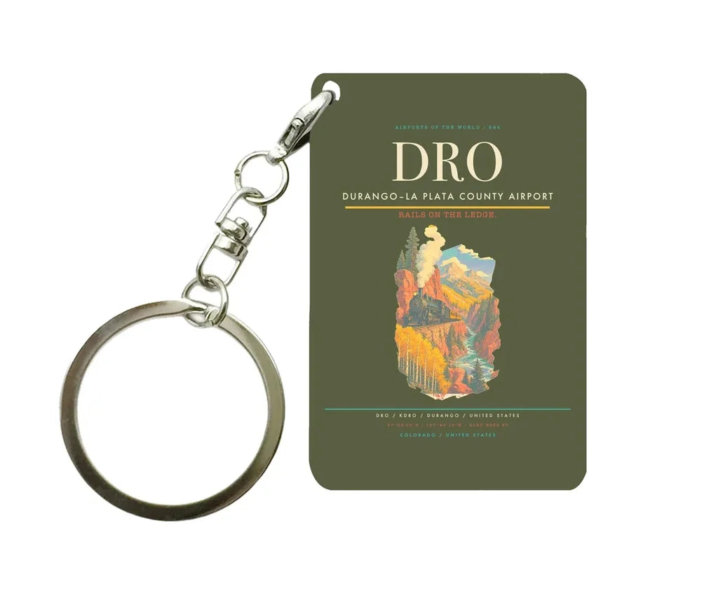 Durango–La Plata County Airport (DRO) design on green army key chain