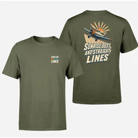 Thumbnail for SIGNAL 574 - Sunrise Dust And Straight Lines - Double-Side T-Shirt design on green army double side t shirt