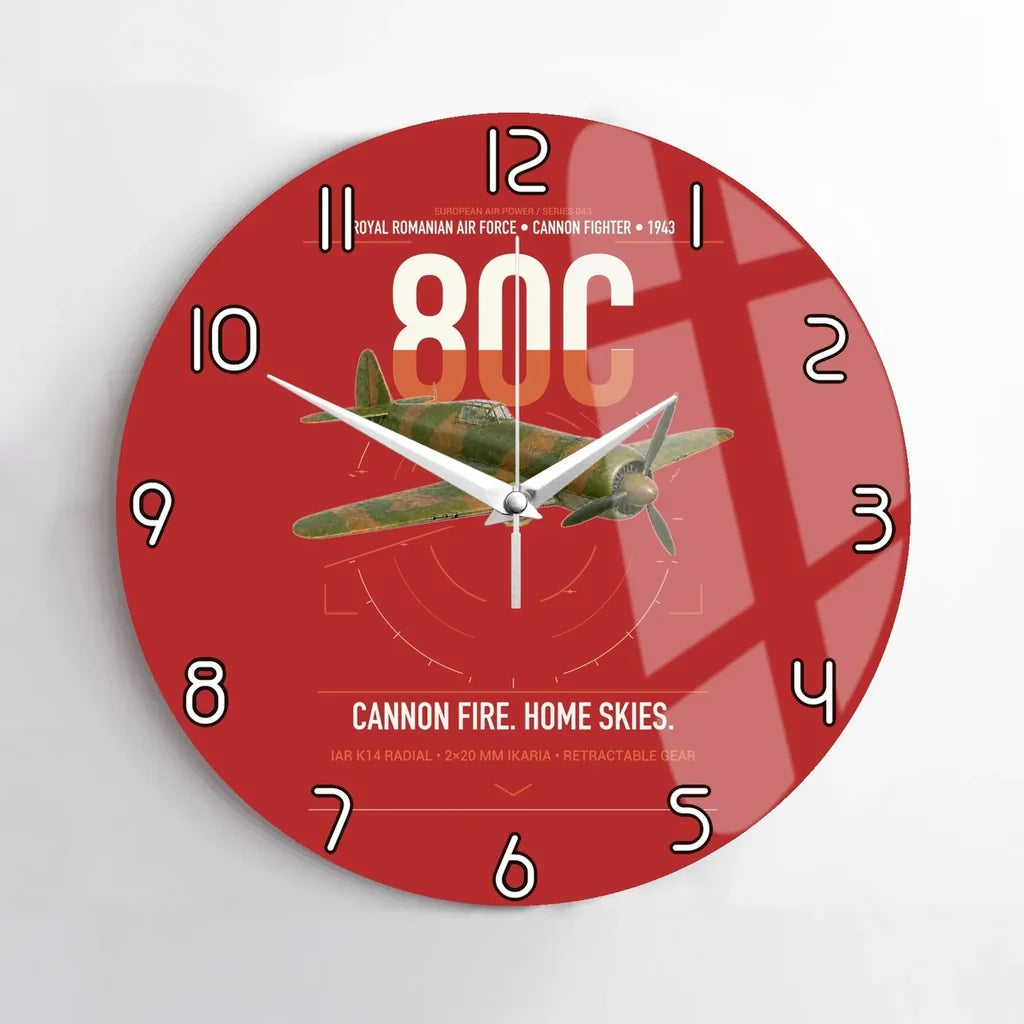 IAR 80C design on red no frame wall clock