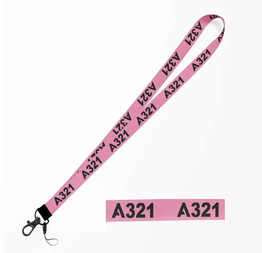 Airbus A321 Flat Text lanyard - pink