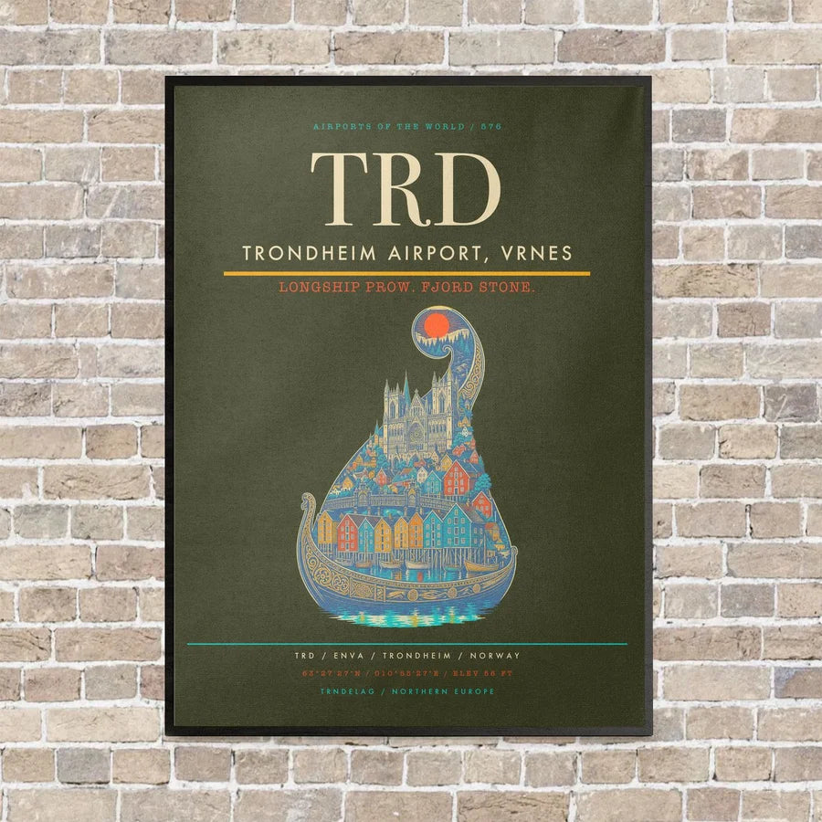 Trondheim Airport, Vrnes TRD - Canvas Framed - Green Army