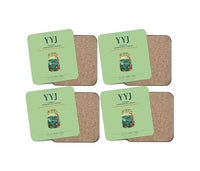 Thumbnail for Victoria International Airport (YYJ) design on light green 4 pieces set coaster