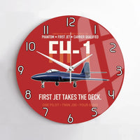 Thumbnail for FH-1 Phantom First Jet Takes the Deck design on red no frame wall clock