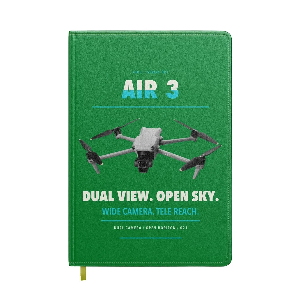 DJI Air 3 design on green notebook