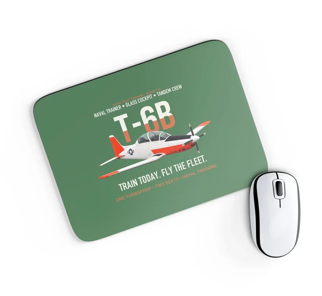 T-6B Texan II Naval Aviator Training design on green rectangle mouse pad