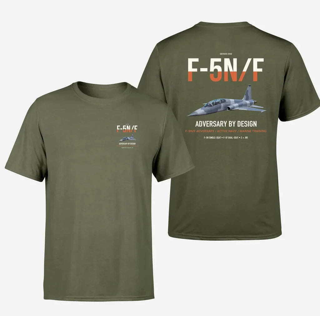 F-5N F Adversary design on green army double-side t-shirt, double-side print