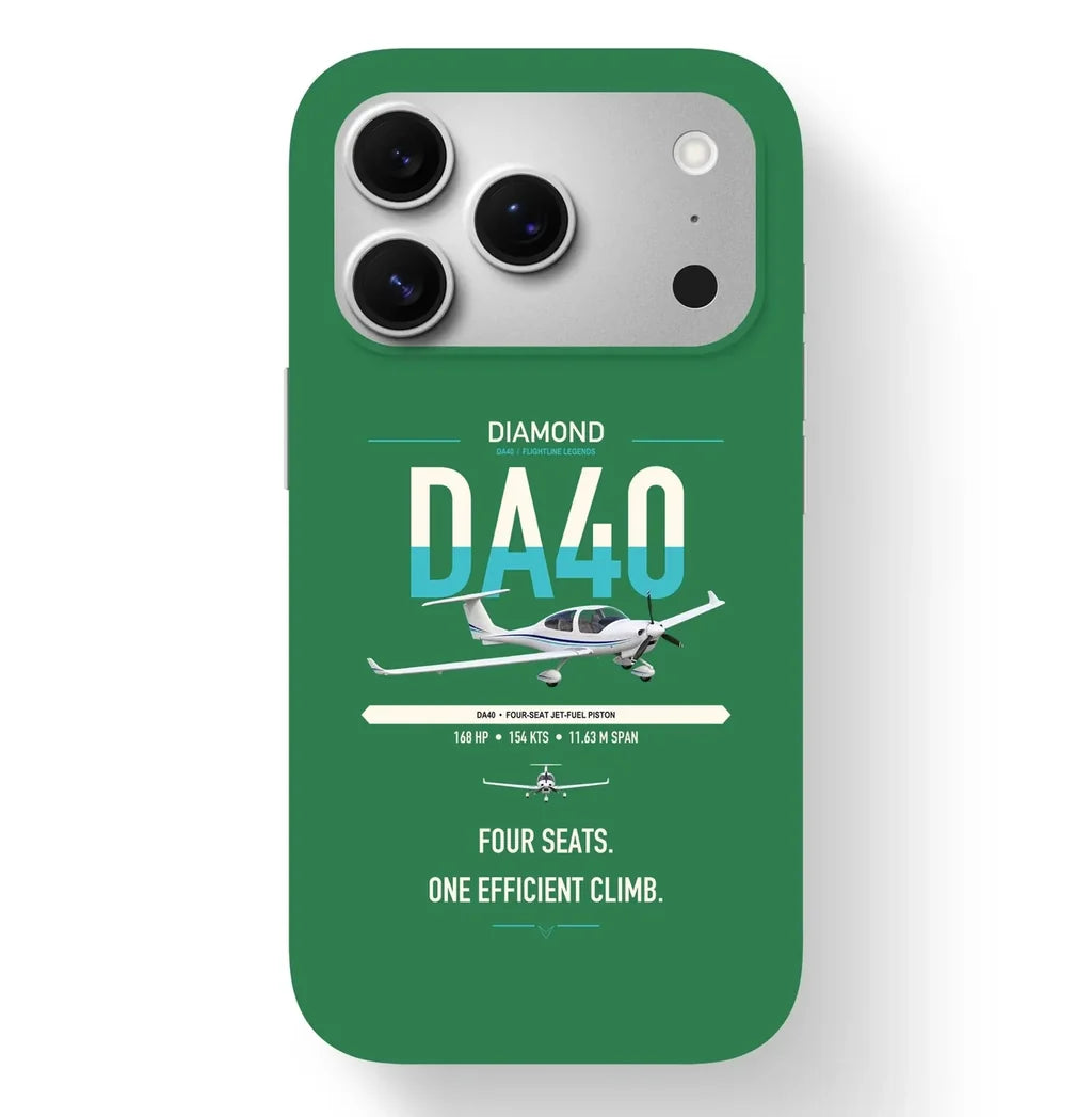 Diamond DA40 design on green magsafe iphone case, for iPhone 17 Pro