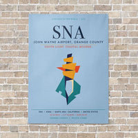 Thumbnail for John Wayne Airport, Orange County SNA vertical canvas print - no frame - light blue background