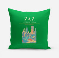 Thumbnail for Zaragoza Airport (ZAZ) design on green pillow
