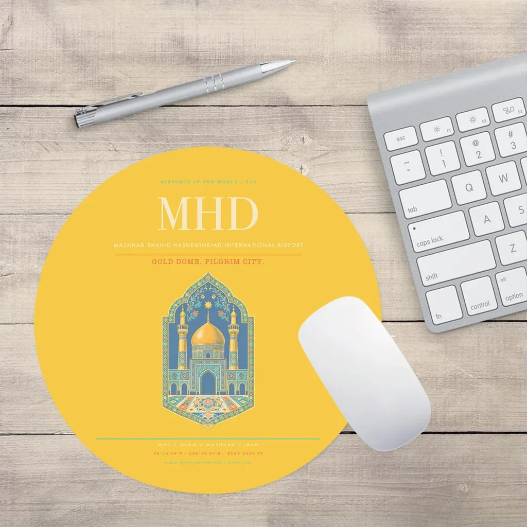 Mashhad Shahid Hasheminejad International Airport MHD Mouse-Pad Round - Yellow