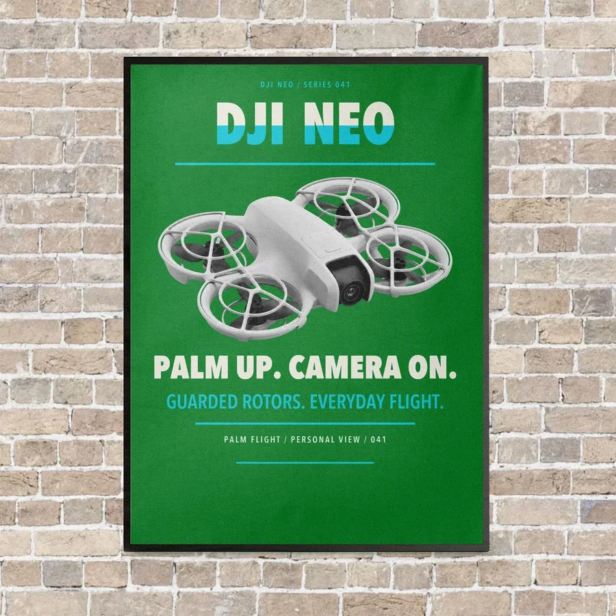 DJI Neo vertical canvas print - framed - green background