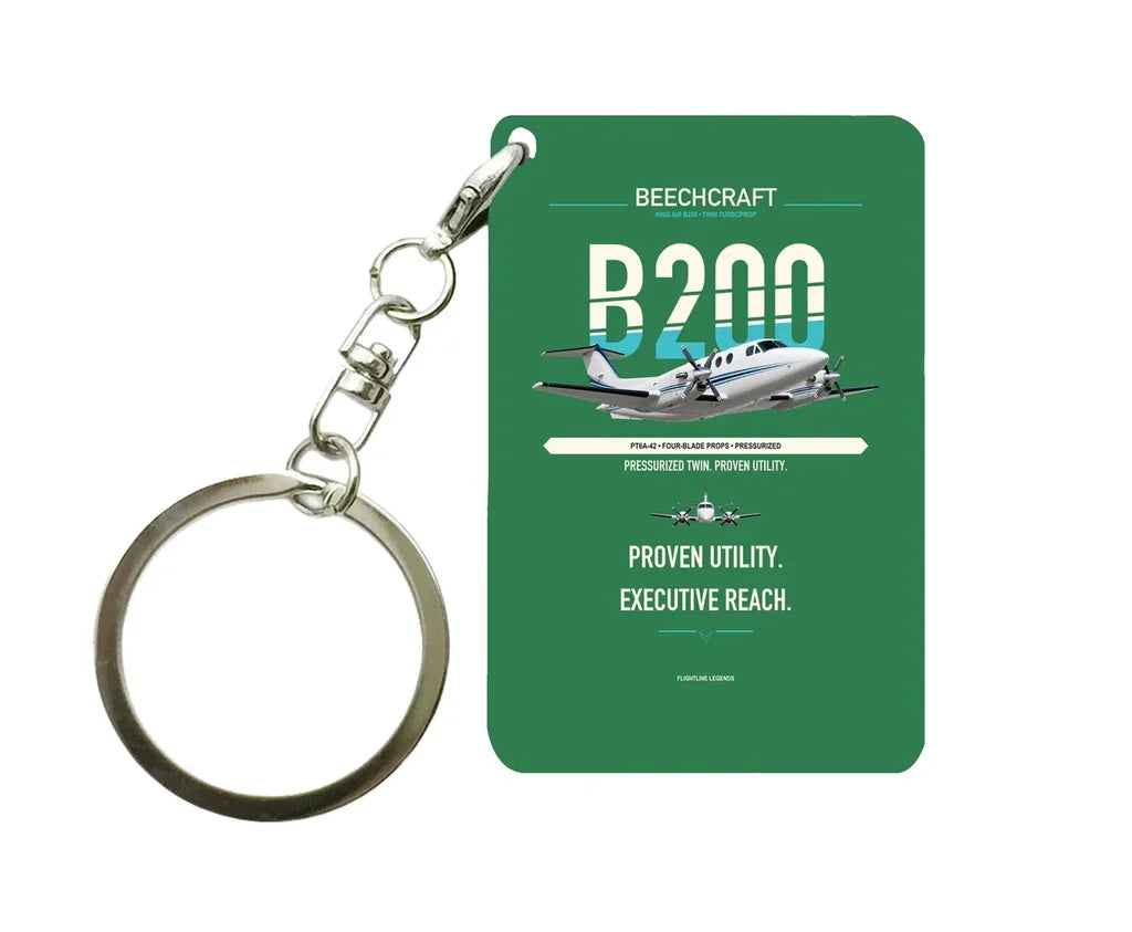 King Air B200 Key Chain design on green key chain