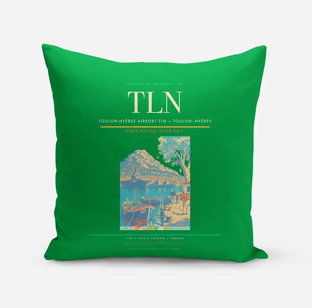 Toulon-Hyères Airport (TLN) design on green pillow