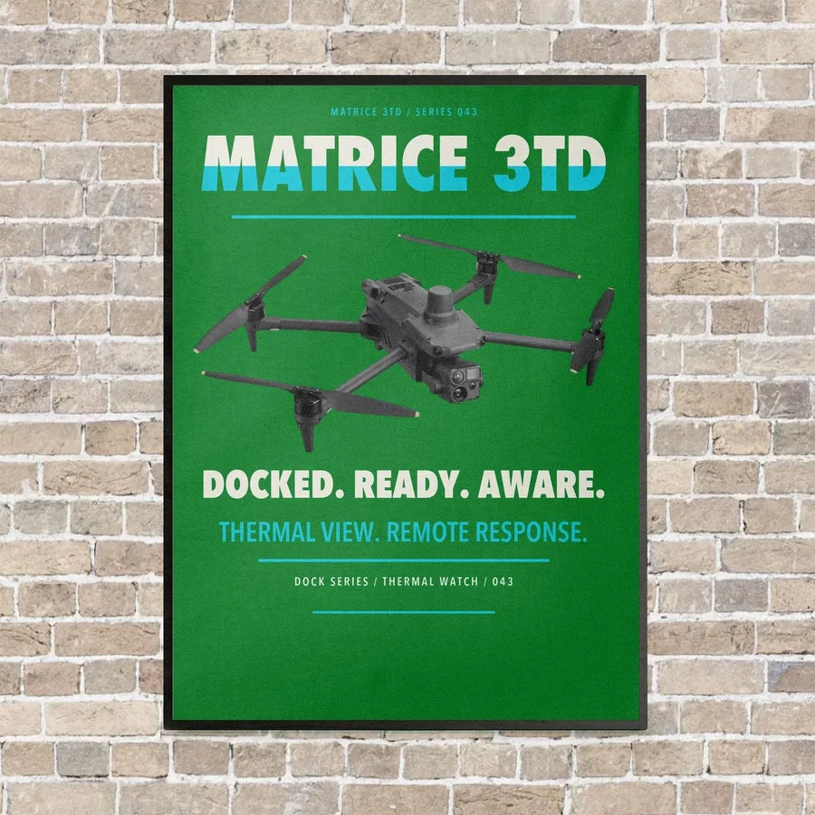 DJI Matrice 3TD vertical canvas print - framed - green background
