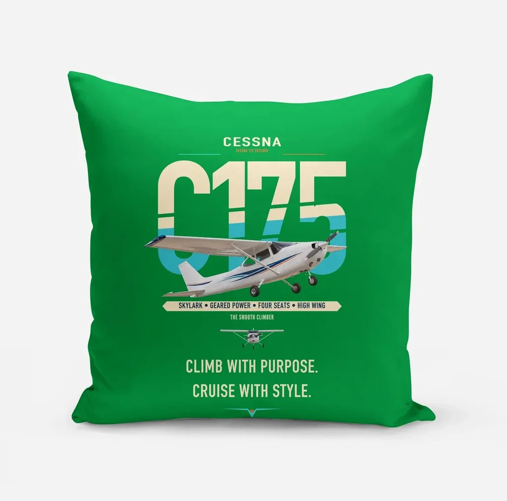 Cessna 175 Skylark design on green pillow
