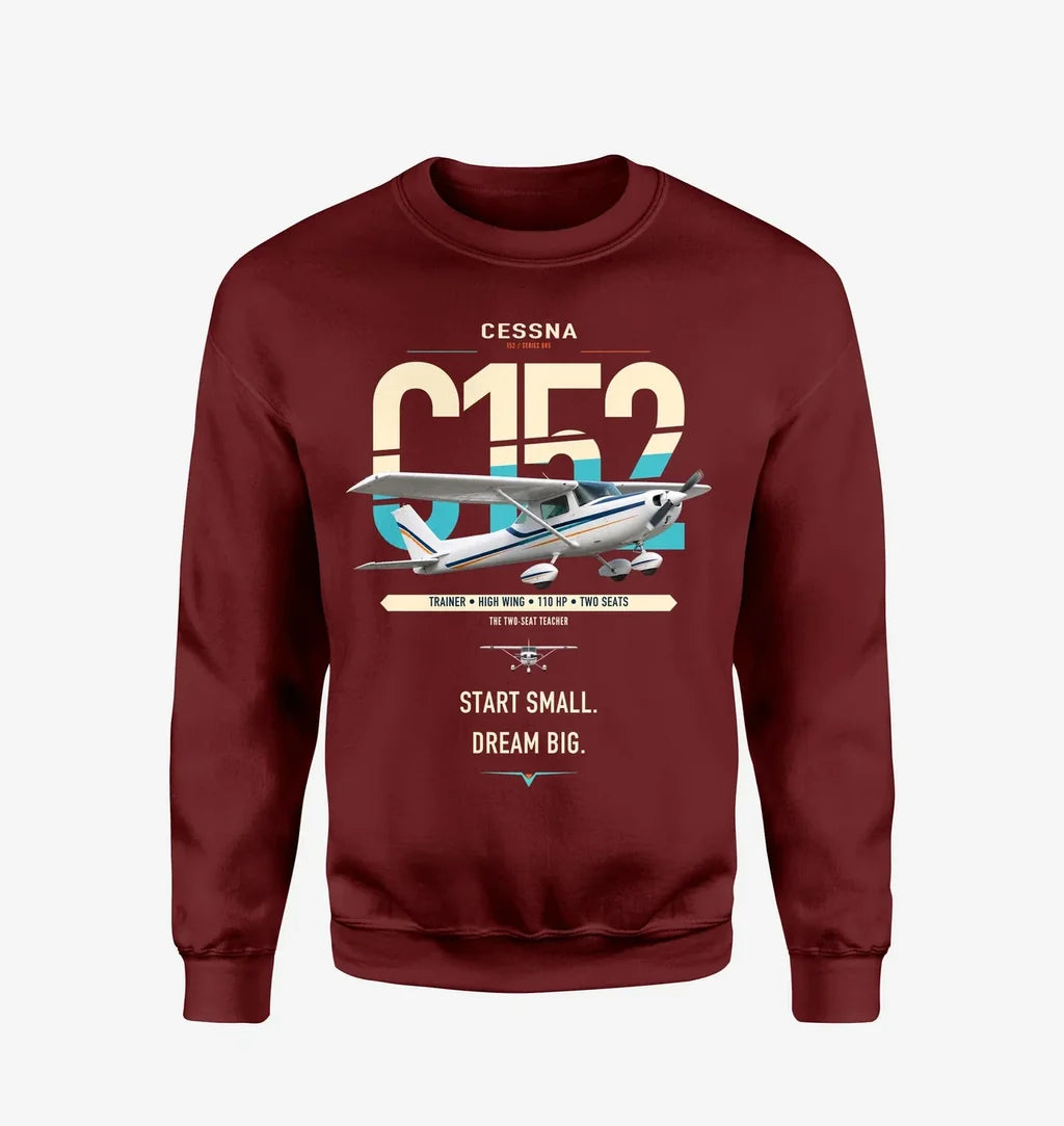 Cessna 152 design on wine red sweatshirt
