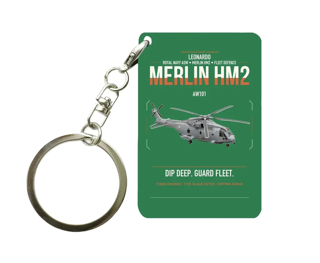 Leonardo AW101 Merlin HM2 design on green designed key chain, double-side print