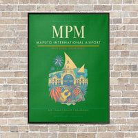 Thumbnail for Maputo International Airport MPM vertical canvas print - framed - green background