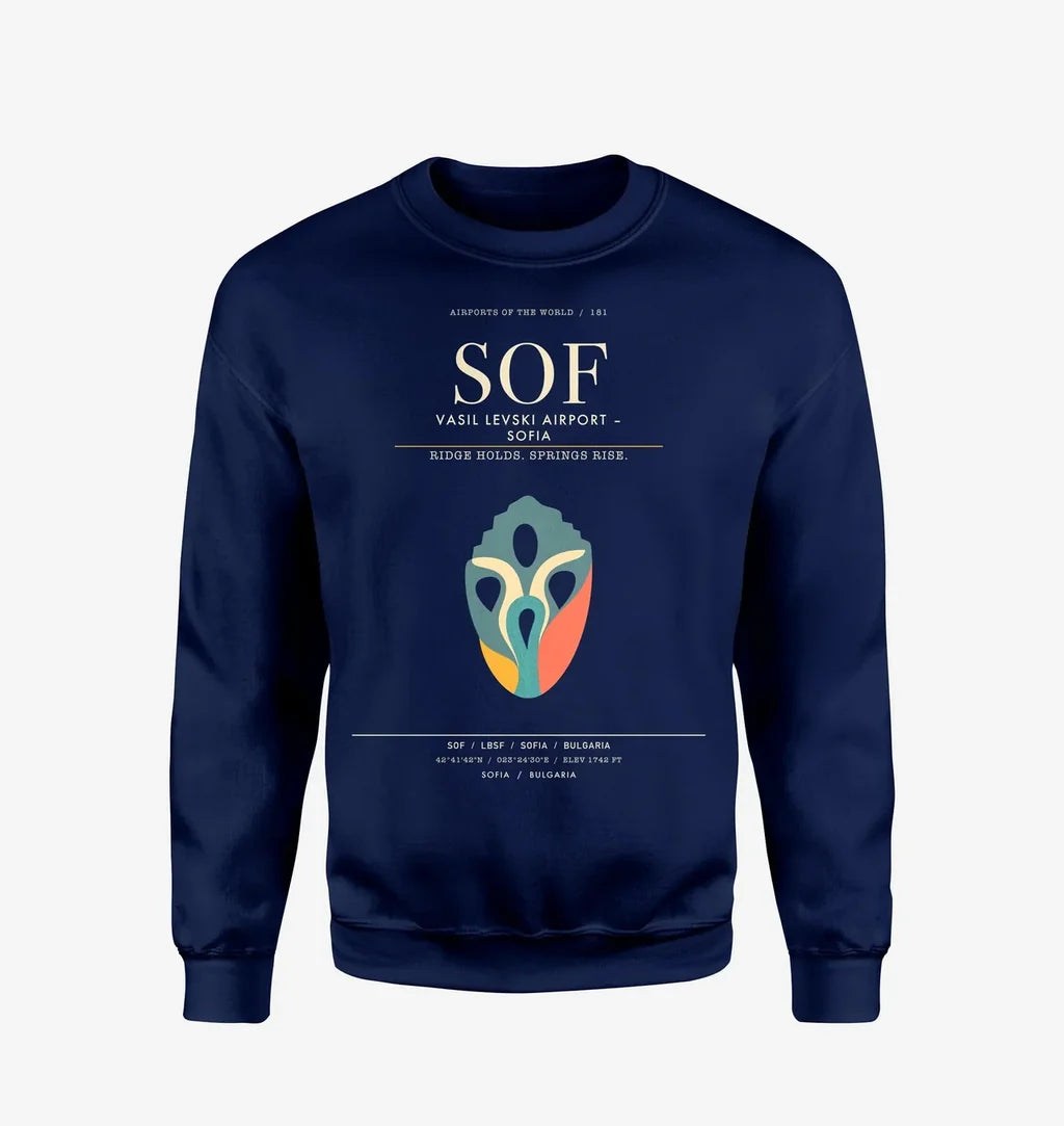 Vasil Levski Airport Sofia SOF Sweatshirt - Navy Blue