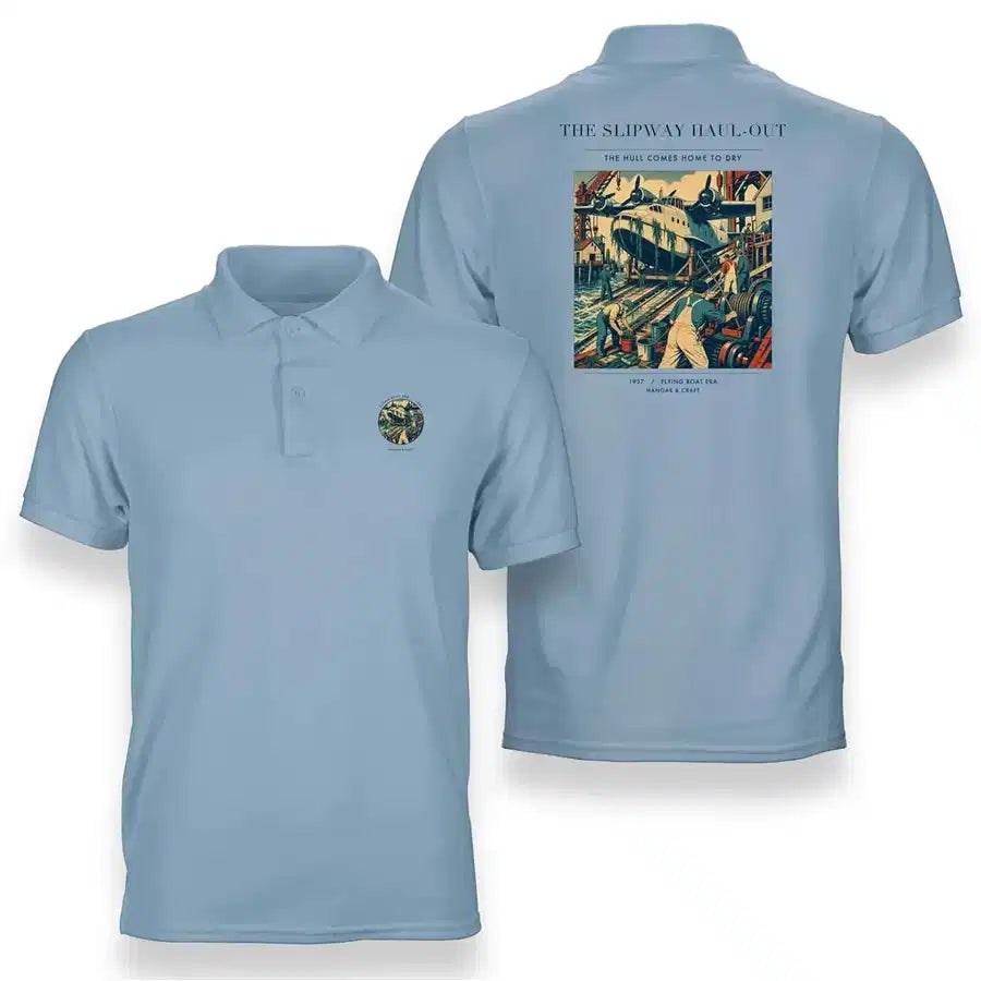 VINTAGE G4440 - The Slipway Haul-Out - Double-Side Polo T-Shirt design on lightblue