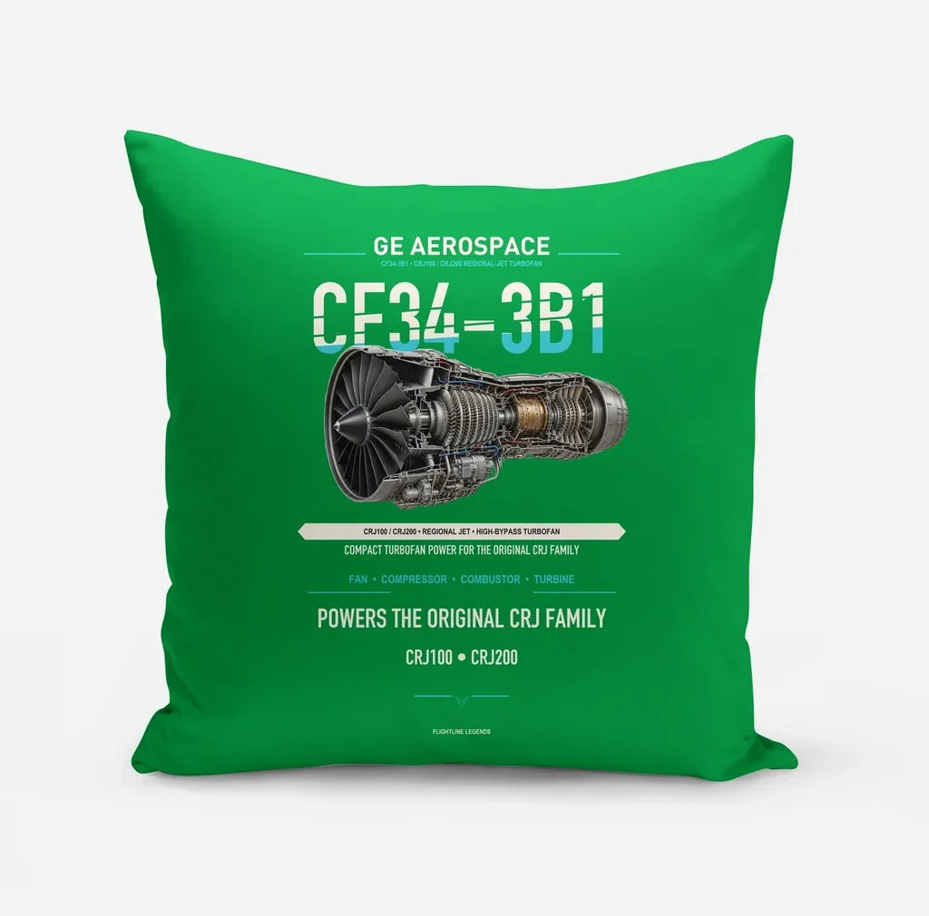 CF34-3B1 design on green pillow