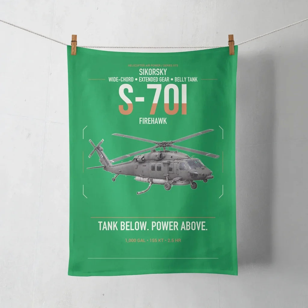 Sikorsky S-70i FIREHAWK design on green towel