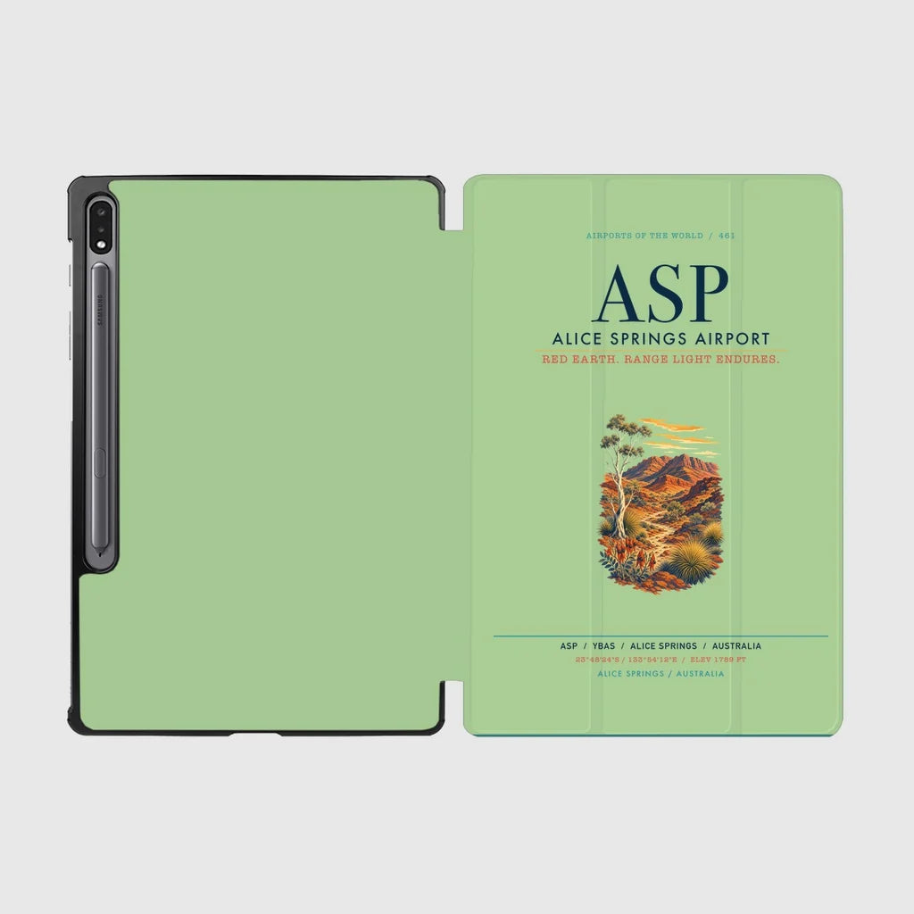 Alice Springs Airport (ASP) design on light green samsung tablet tablet case