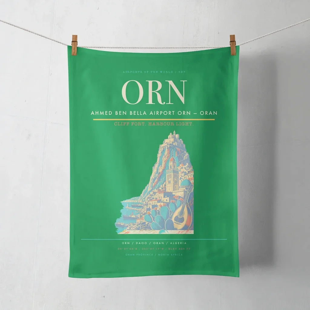 Ahmed Ben Bella Airport (ORN) design on green towel