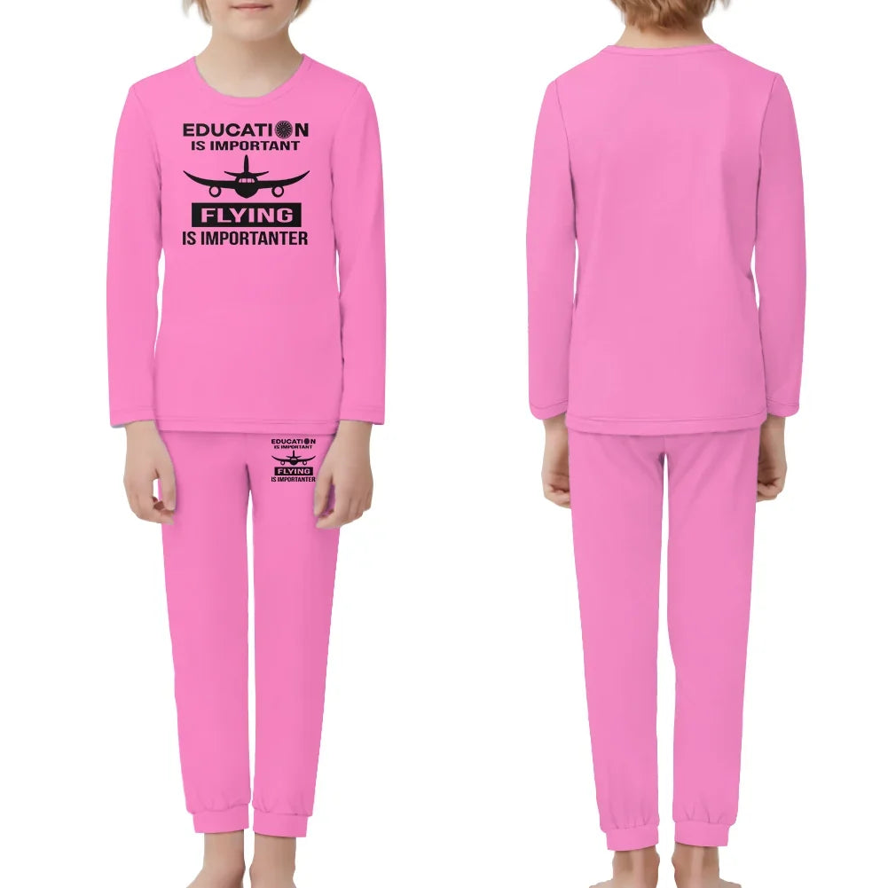 Flying is Importanter children pajamas - Pink