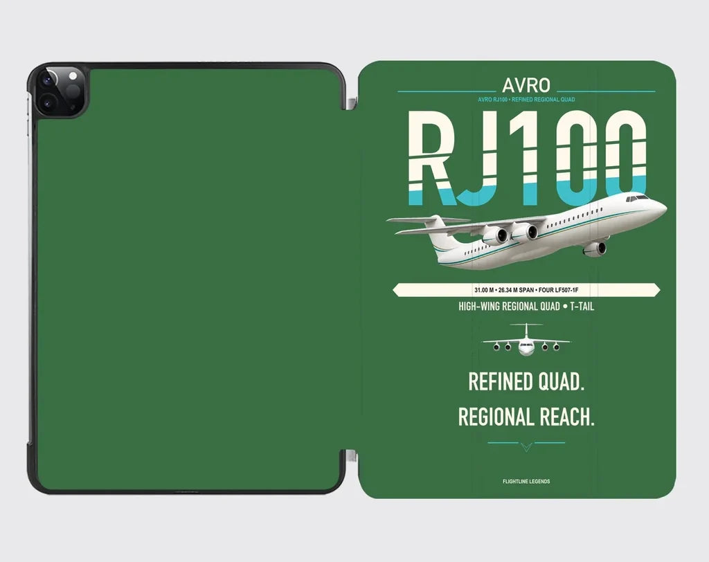 Avro RJ100 design on green ipad tablet case