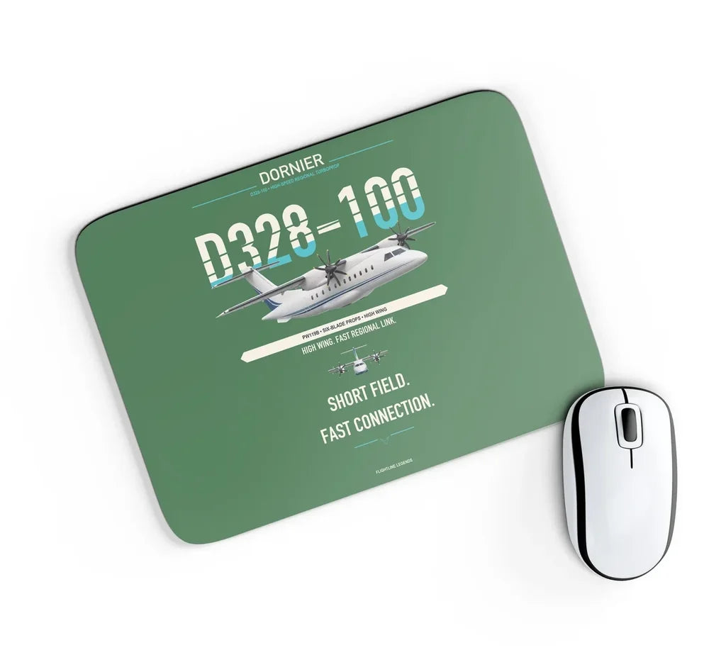 Dornier D328-100 design on green rectangle mouse pad