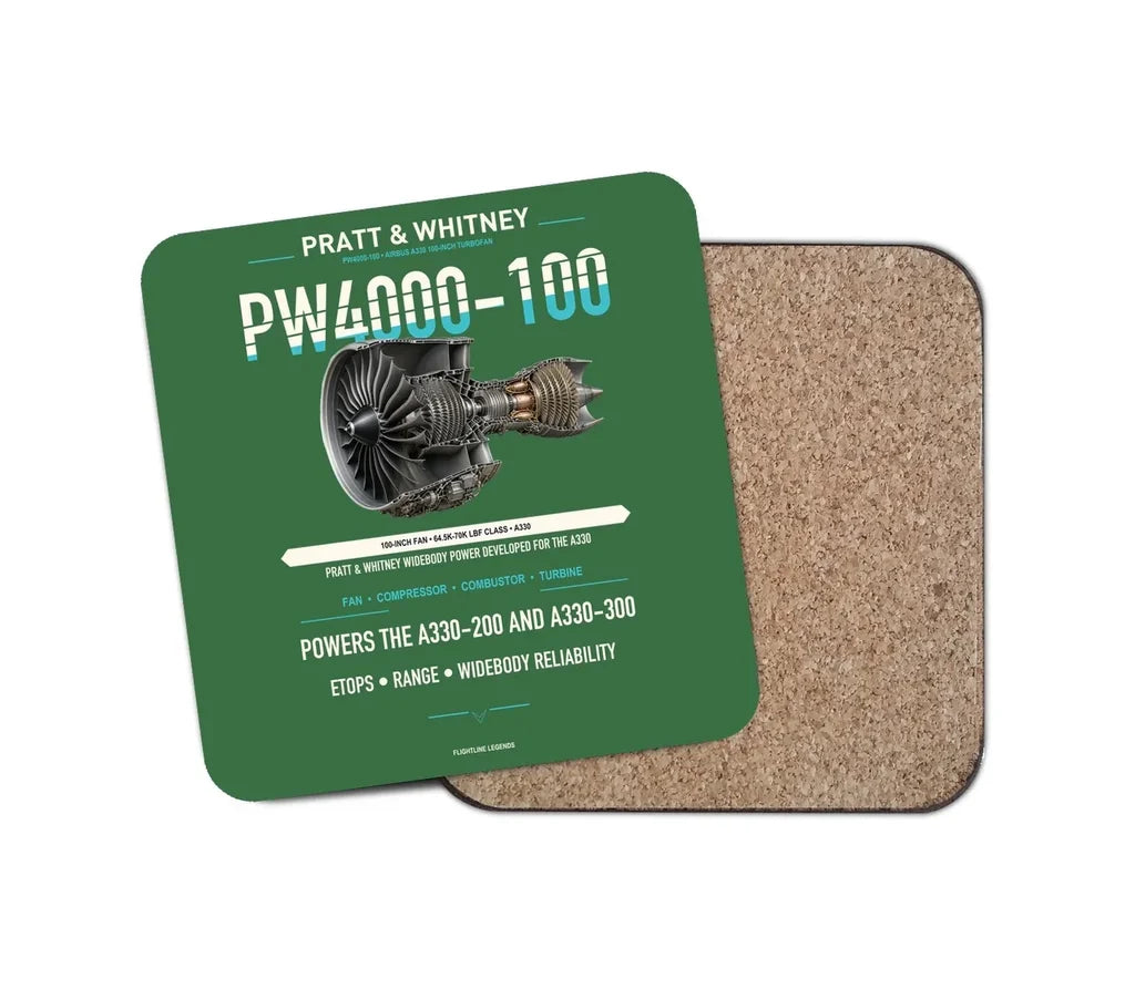 PW4000-100 design on green 1 piece coaster