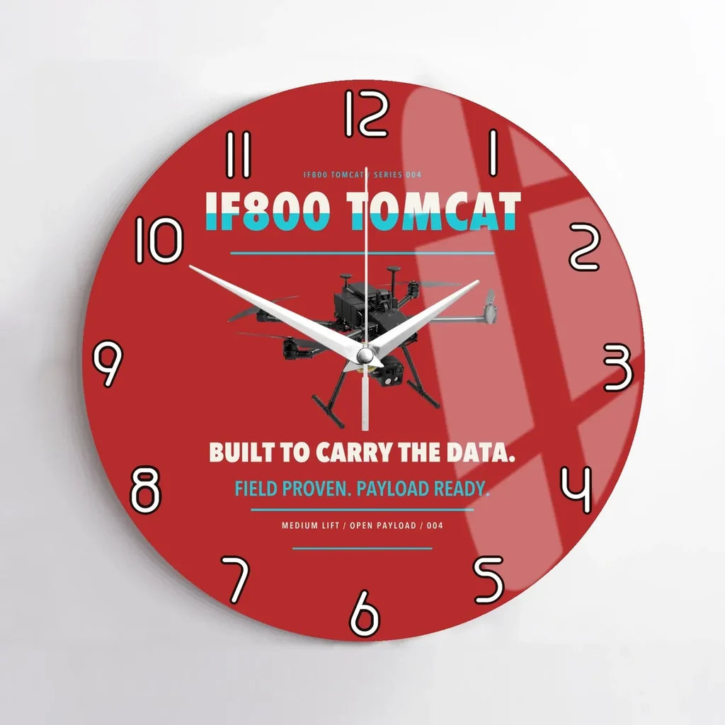Inspired Flight IF800 Tomcat design on red no frame wall clock