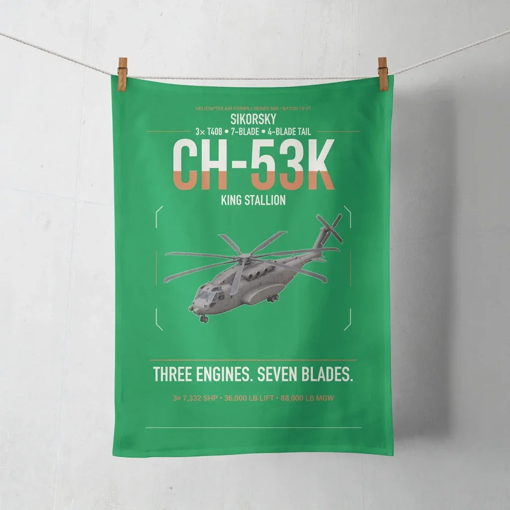Sikorsky CH-53K King Stallion design on green towel