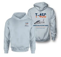Thumbnail for T-45C Goshawk design on light blue double-side hoodie, double-side print