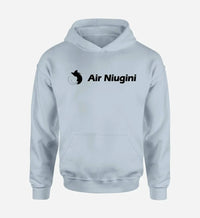 Thumbnail for Air Niugini Airlines logo printed on light blue hoodie
