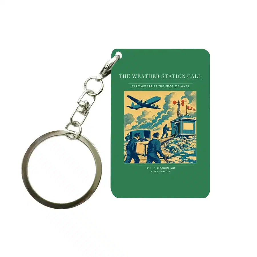 VINTAGE G4288 - The Weather Station Call - Designed Key Chain design on green