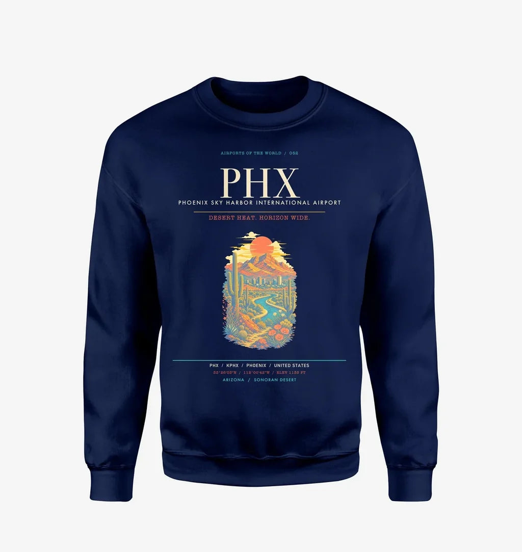 Phoenix Sky Harbor International Airport PHX Sweatshirt - Navy Blue
