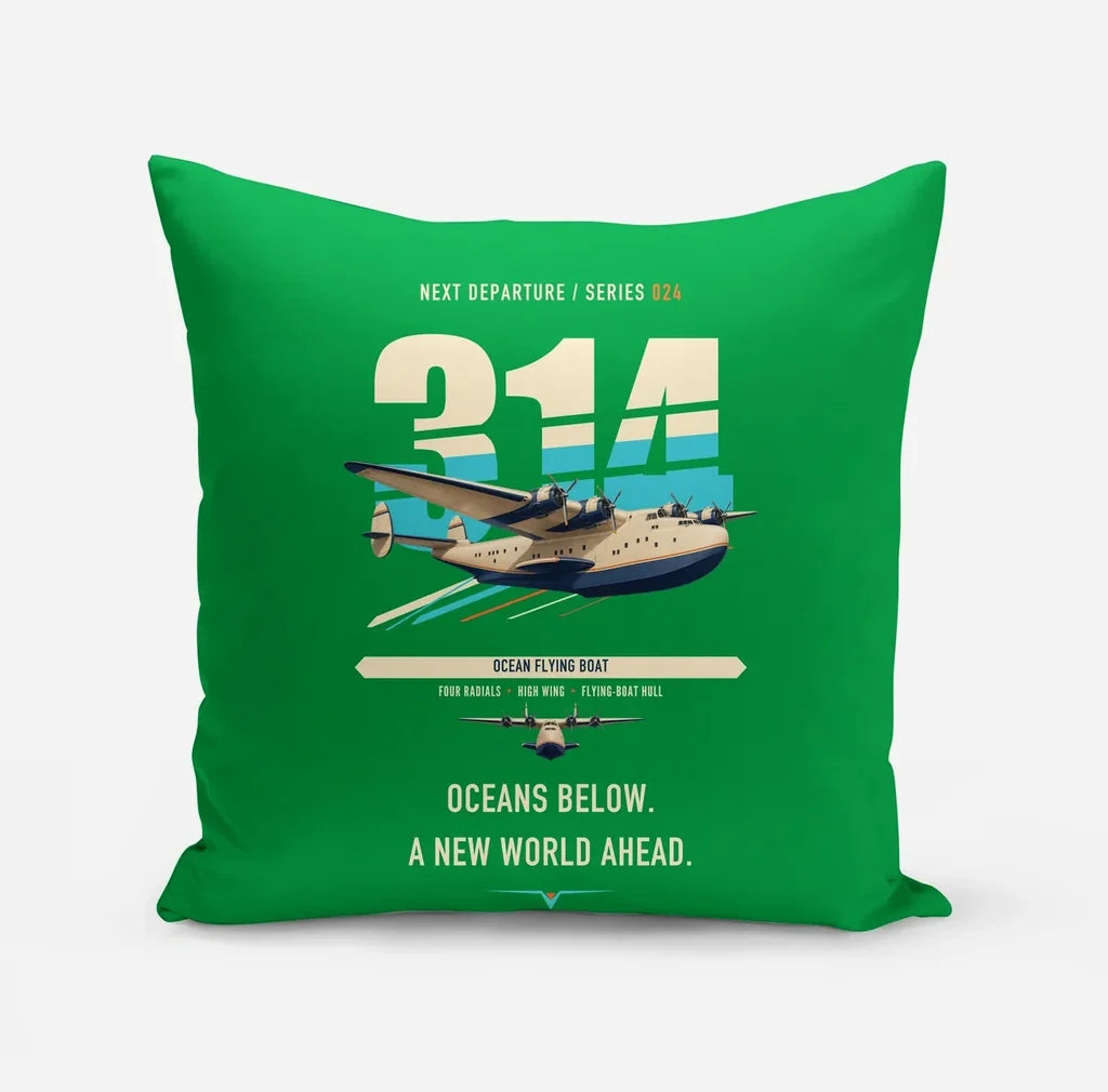 Boeing 314 Clipper design on green pillow