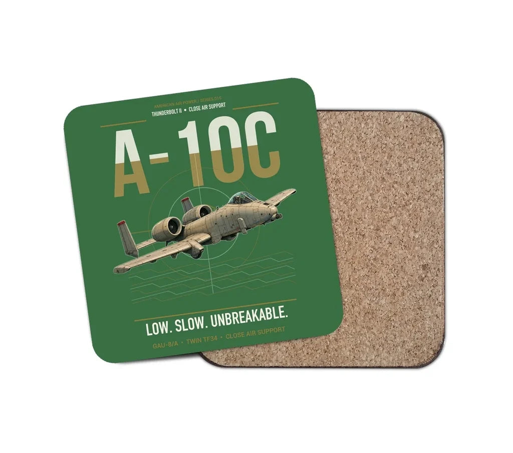 A-10C Thunderbolt II design on green 1 piece coaster