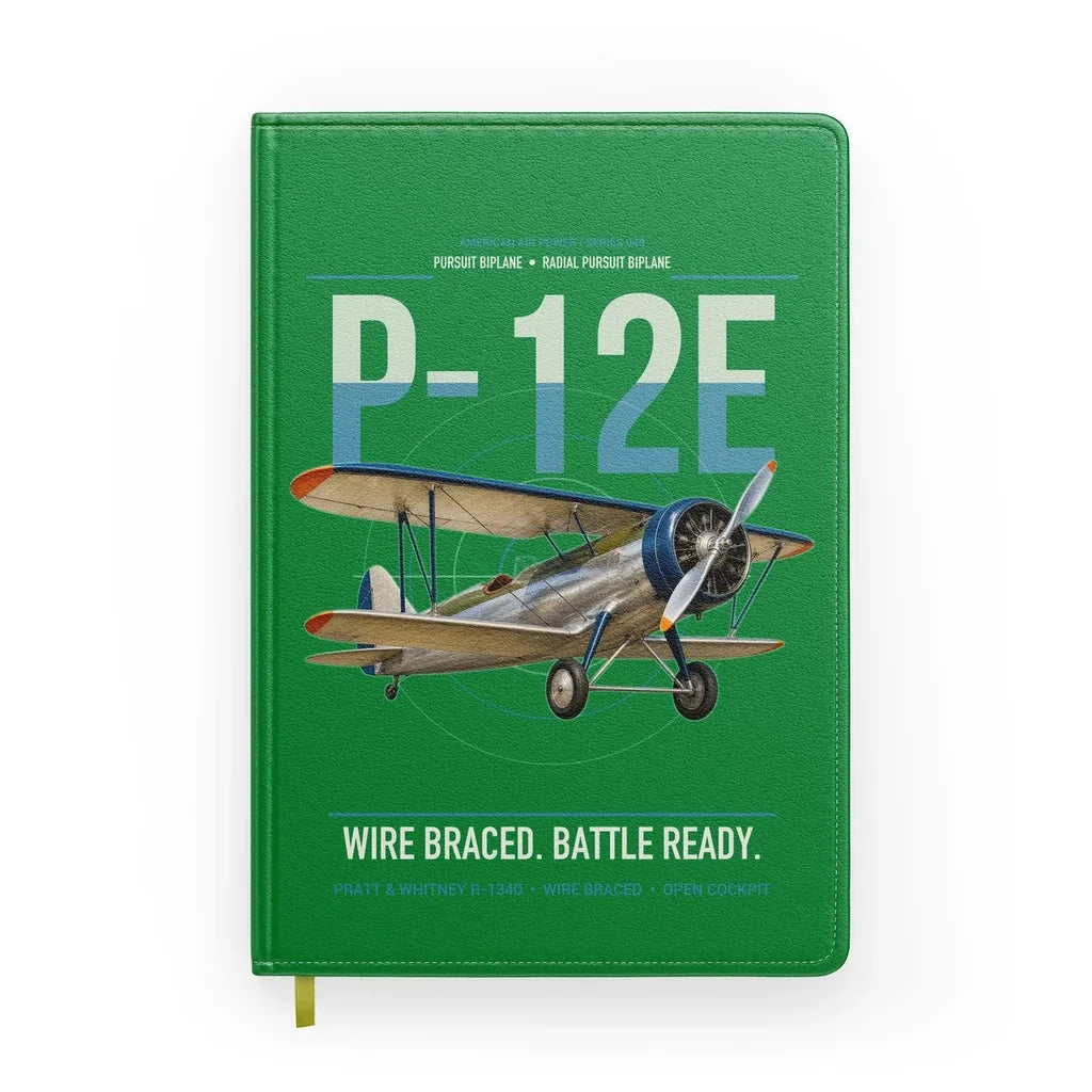 Boeing P-12E design on green notebook
