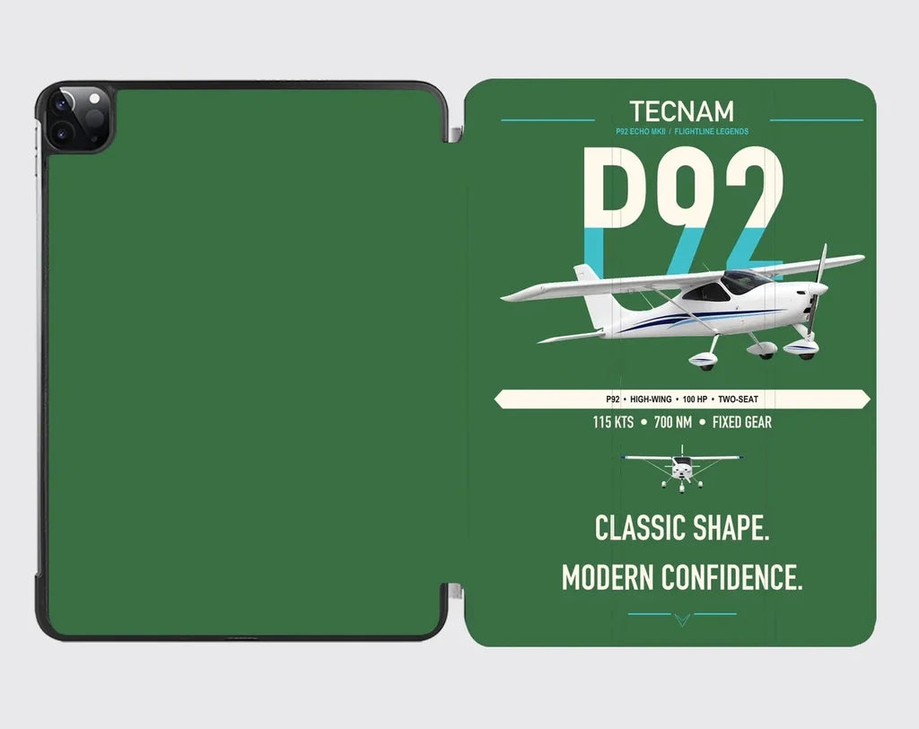 Tecnam P92 Echo MkII design on green ipad tablet case