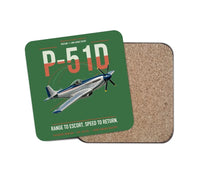 Thumbnail for P-51D Mustang design on green 1 piece coaster