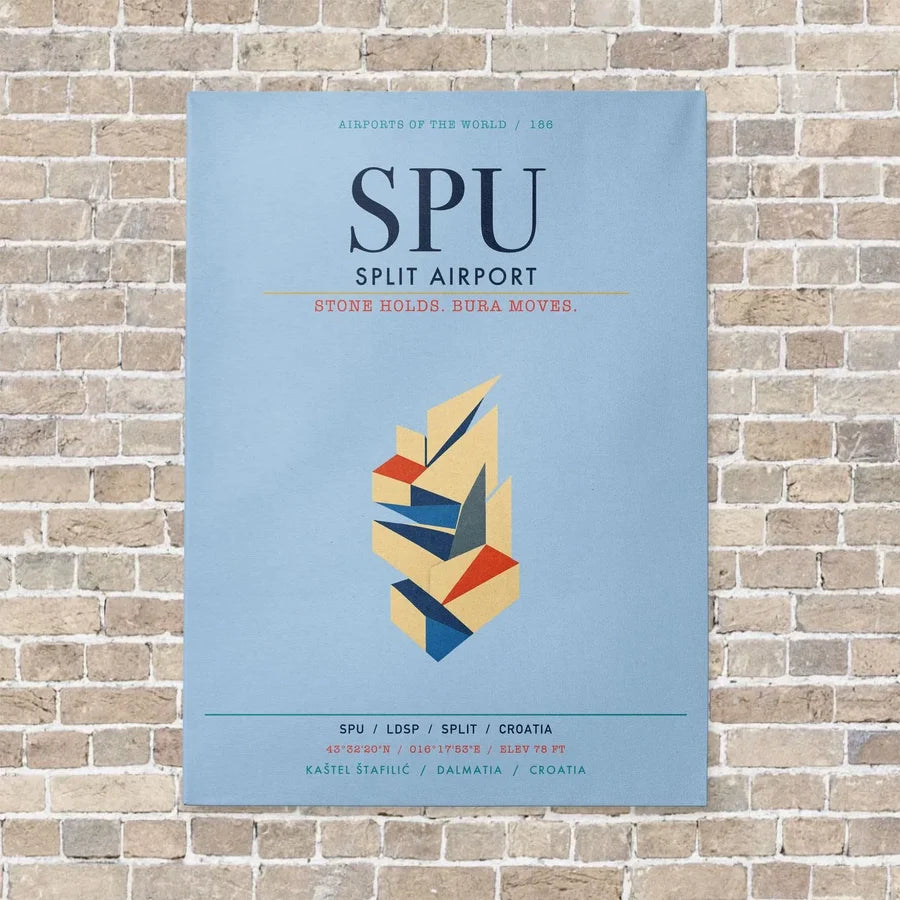 Split Airport SPU vertical canvas print - no frame - light blue background