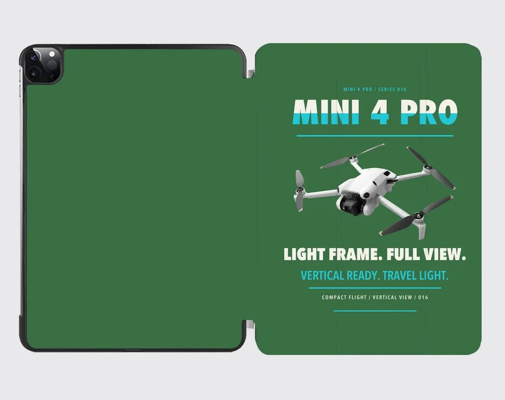 DJI Mini 4 Pro design on green ipad tablet case