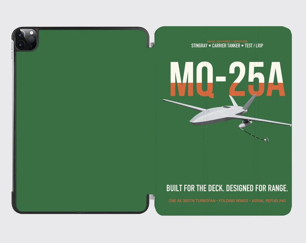 MQ-25A STINGRAY design on green ipad tablet case